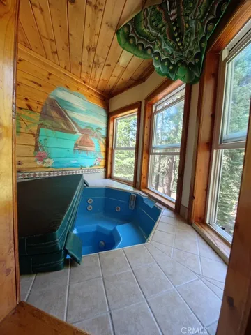 a living room with a large window