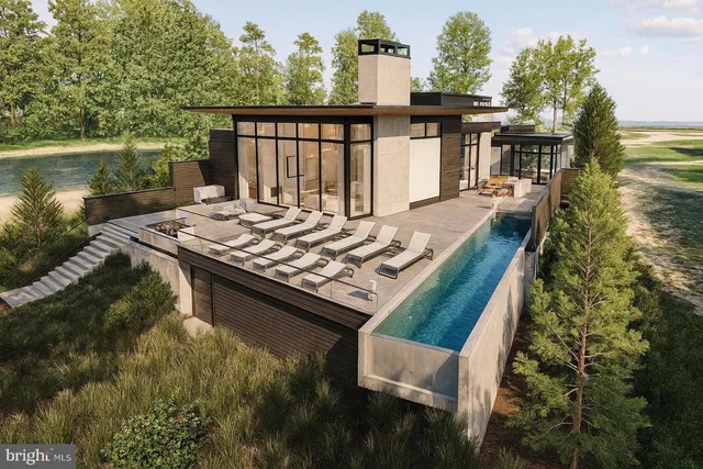 a view of a wooden chairs and table in patio