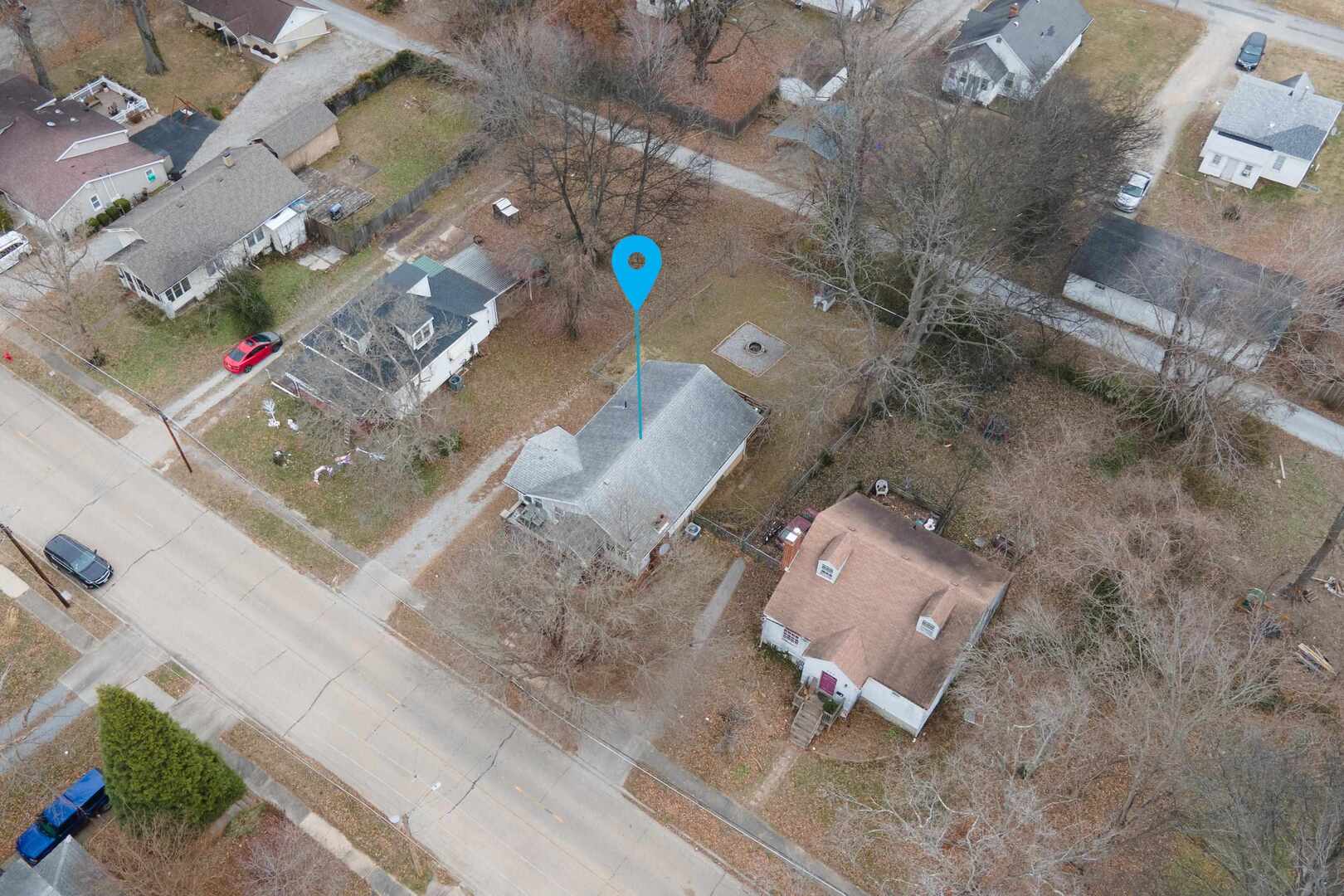 705 North Bridge Street Carbondale, IL 62901 - Photo 26 of 29 an aerial view of a fire pit and outdoor space