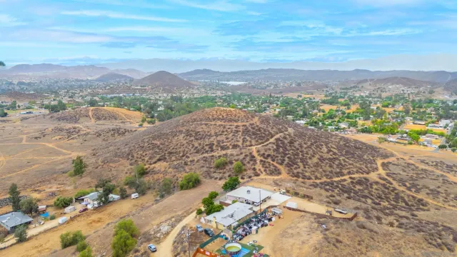 a view of a city with mountain