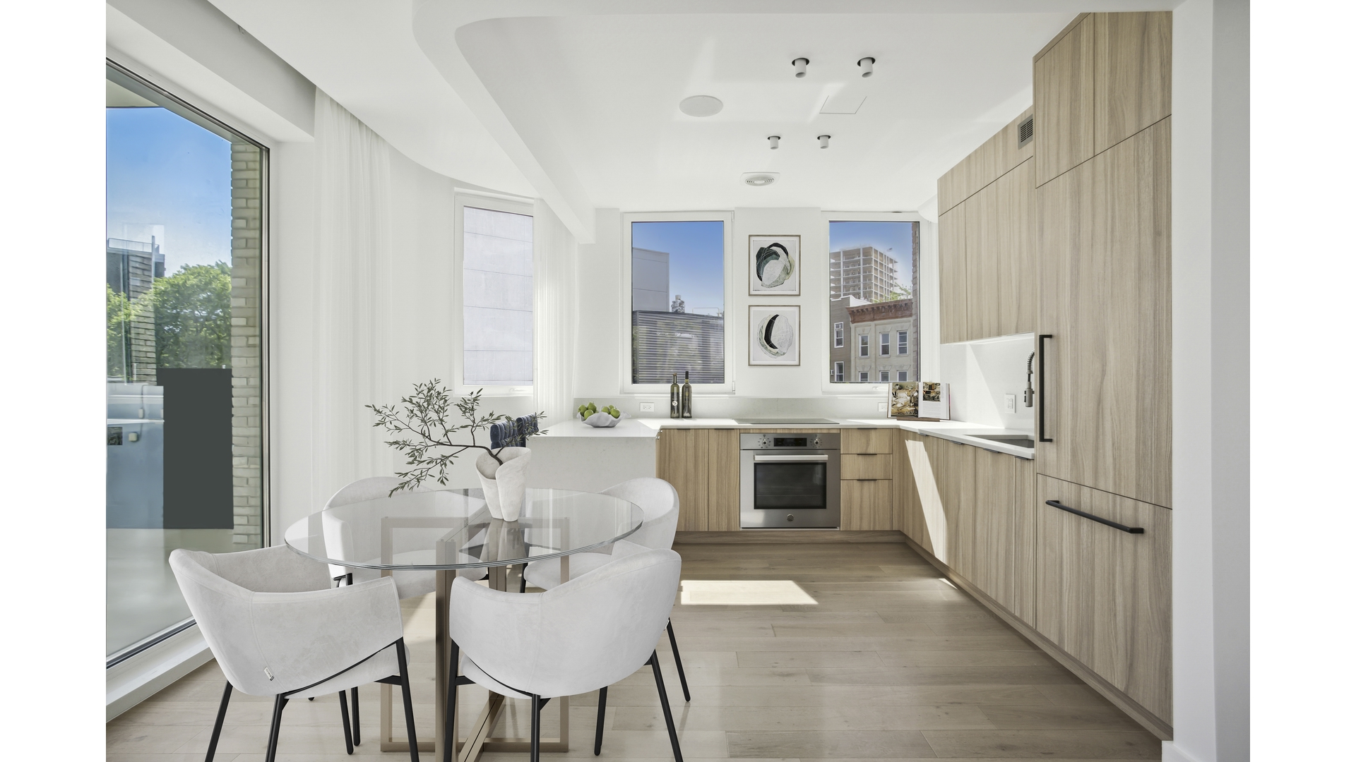 128 Woodpoint Road, Unit 2A Brooklyn, NY 11211 - Photo 4 of 15 a kitchen with refrigerator cabinets and dining table