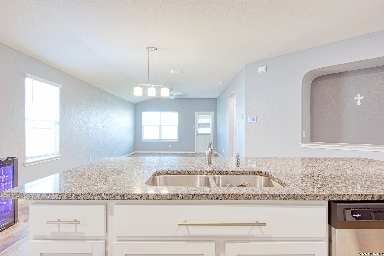 29516 Winter Copper Bulverde, TX 78163 - Photo 12 of 42 a bathroom with a granite countertop sink and a mirror
