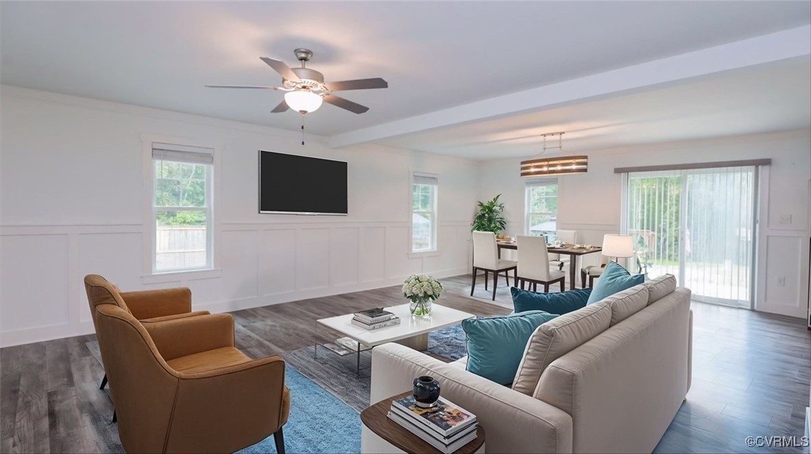 1113 Bradbury Road Moseley, VA 23120 - Photo 9 of 43 a living room with furniture a ceiling fan and a window