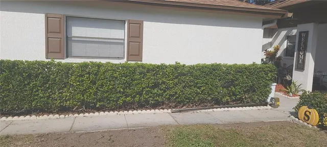 a backyard of a house with lots of green space