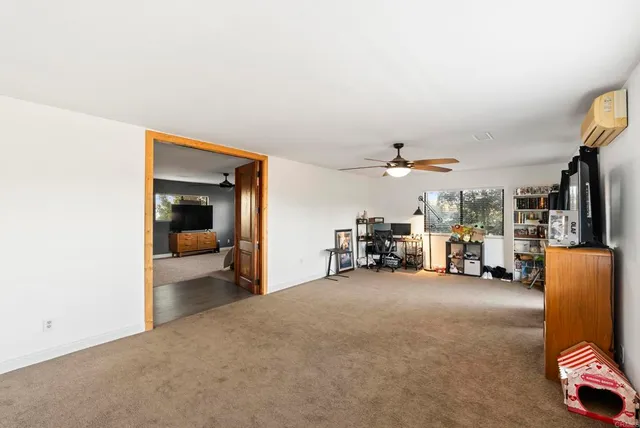 a view of a terrace with a back yard