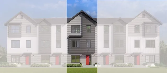 a view of an buildings with wooden fence