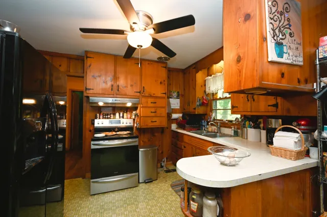 a table and chairs in a room