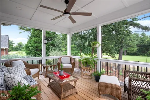 a view of a patio with a furniture