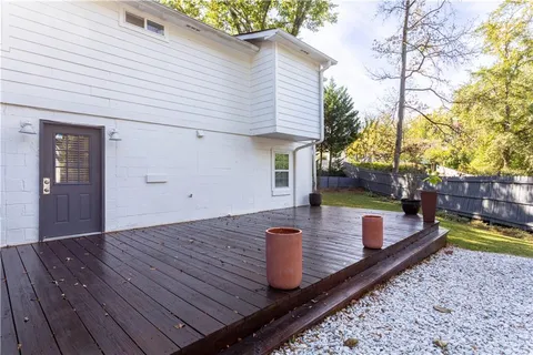 a view of a wooden deck