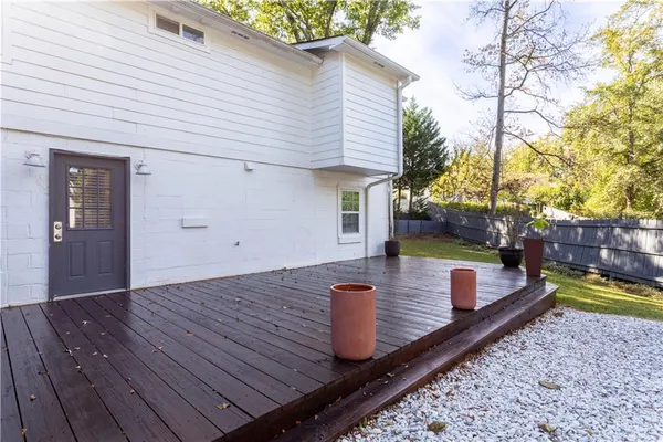 a view of a wooden deck