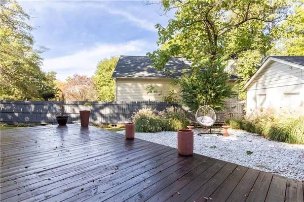a view of outdoor space with deck and living space
