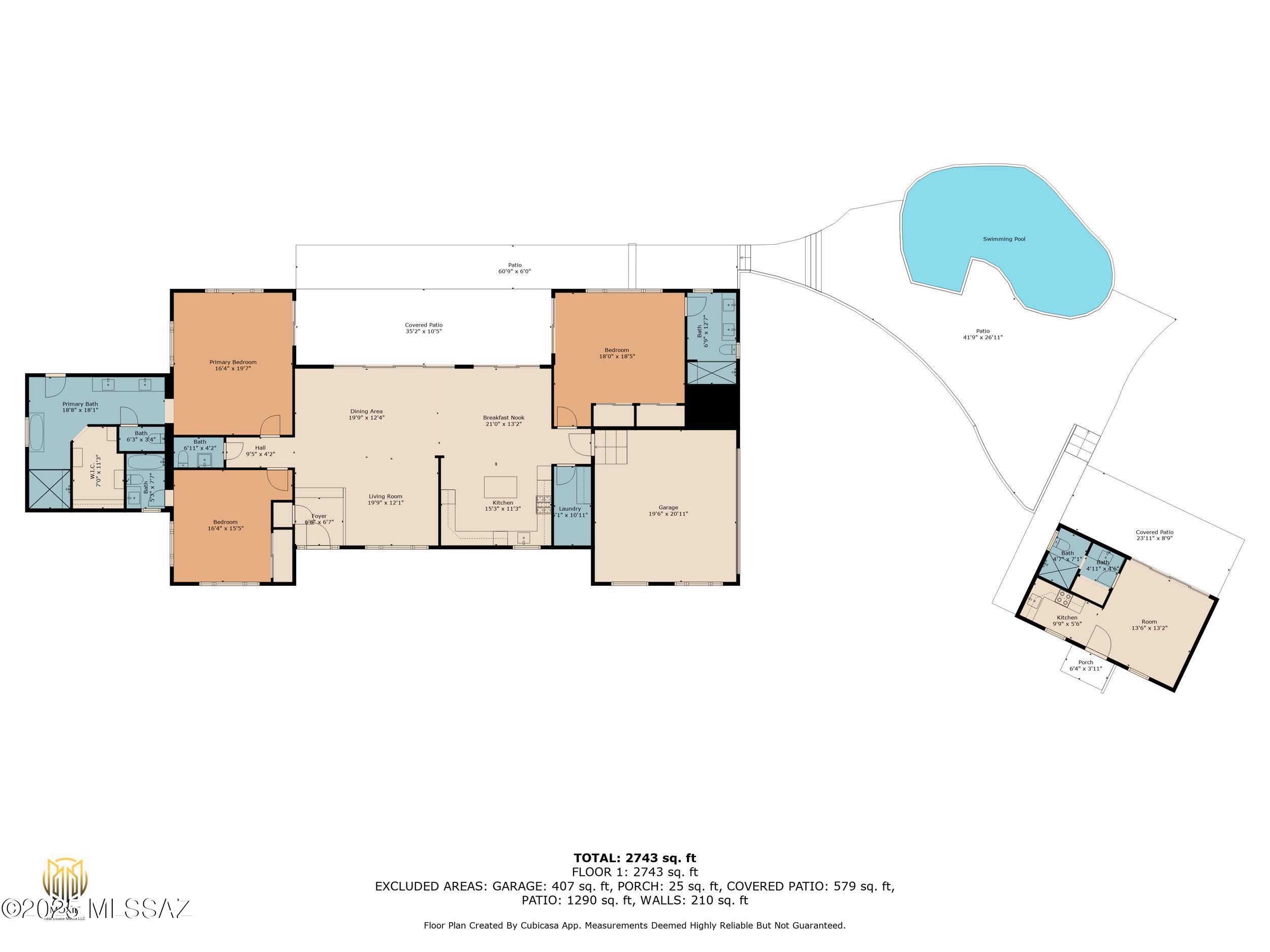 5240 East River House Road Tucson, AZ 85718 - Photo 49 of 49 Floorplan for main house and pool house
