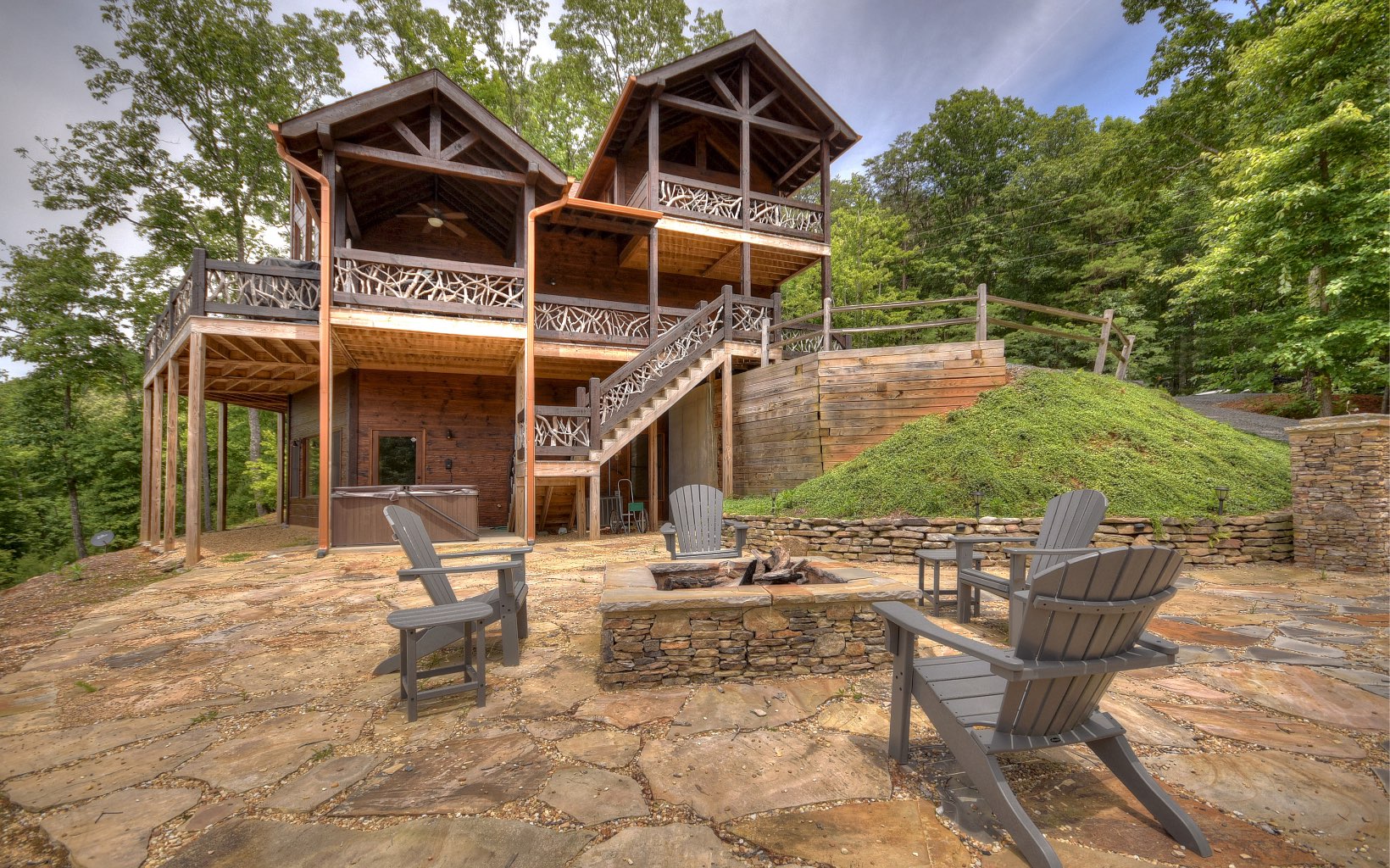 80 Greenridge Overlook Blue Ridge, GA 30513 - Photo 1 of 1 a view of a patio with table and chairs with wooden fence and plants