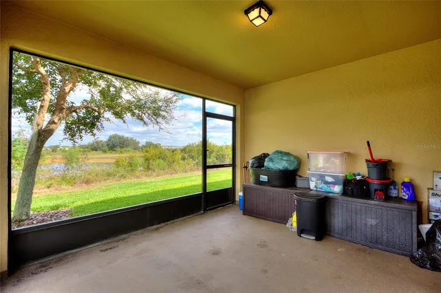 a living room with a large window