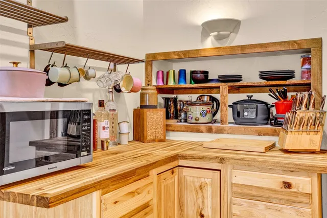 a view of a yard with plants and trees