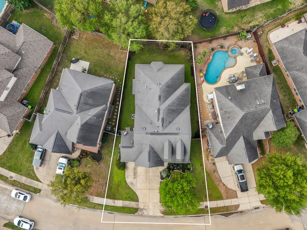27135 Cottage Stream Lane Fulshear, TX 77441 - Photo 40 of 42 Top-down aerial view highlighting the property boundaries and lot layout.