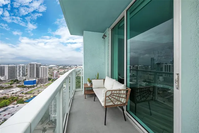 a balcony with view of a balcony