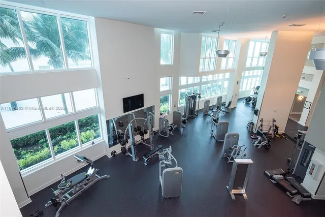 a view of a room with gym equipment