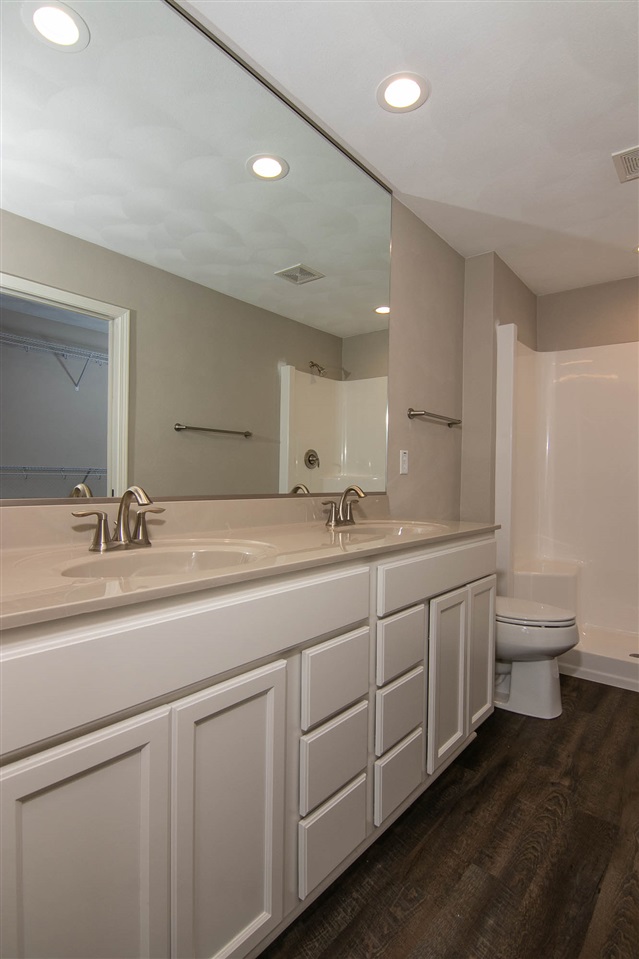 313 East Pershing Road Stillman Valley, IL 61084 - Photo 14 of 21 a bathroom with a double vanity sink and a toilet