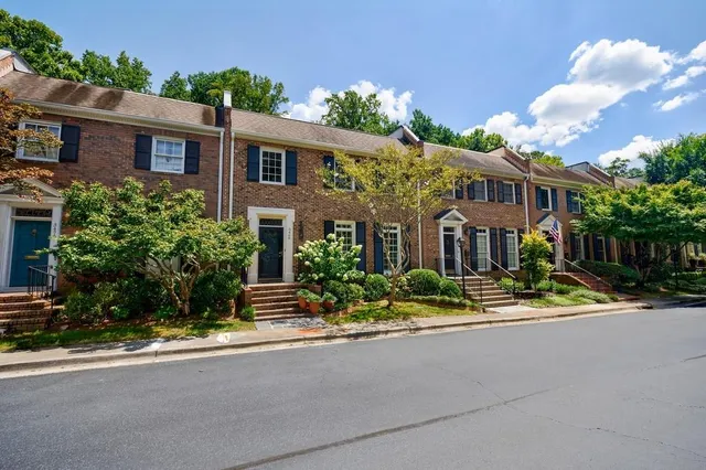 front view of houses with a street