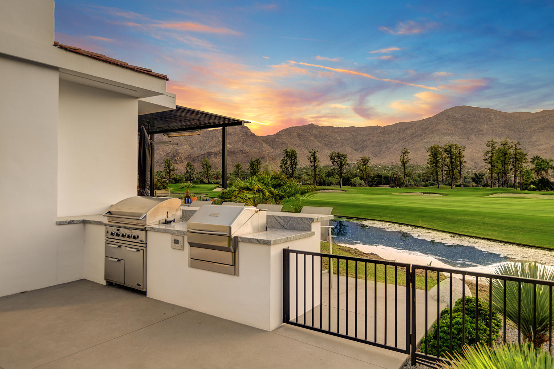 4 Deerfield Court Rancho Mirage, CA 92270 - Photo 48 of 53 BUILT IN BBQ TO LAKE AND MOUNTAIN VIEW N