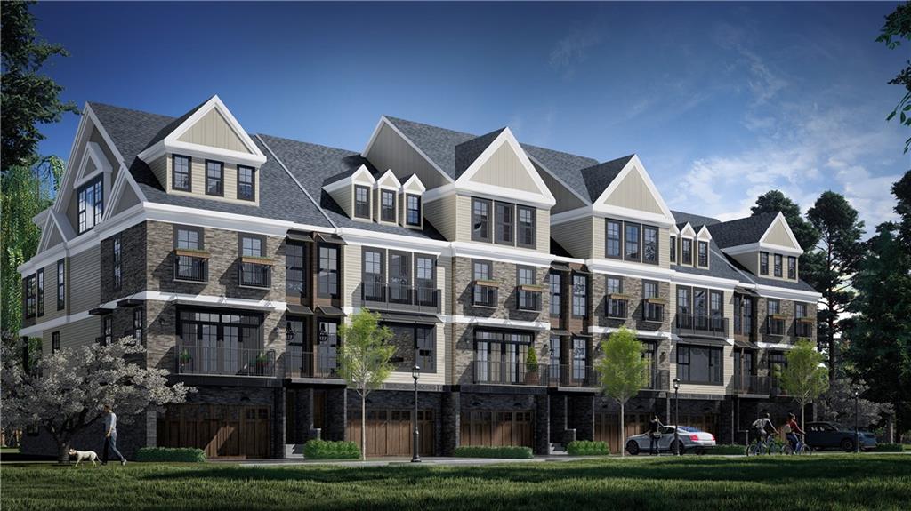 a front view of building with yard and green space