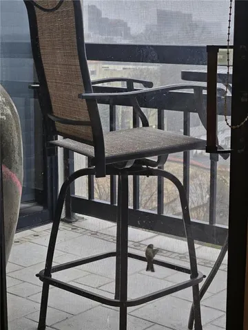 a living room with a large window