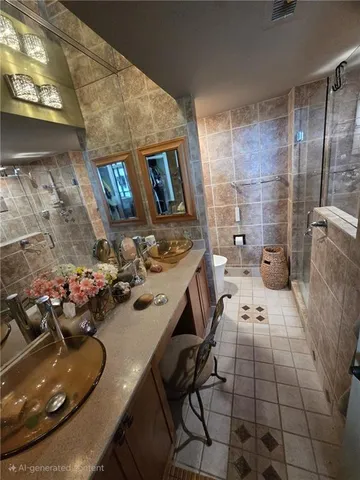 a view of a dining table and chairs in a room