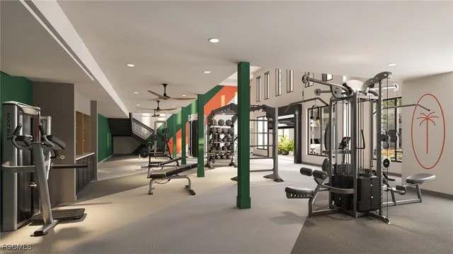 a view of a room with gym equipment