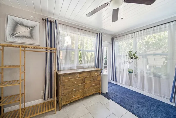 a room with window and stairs