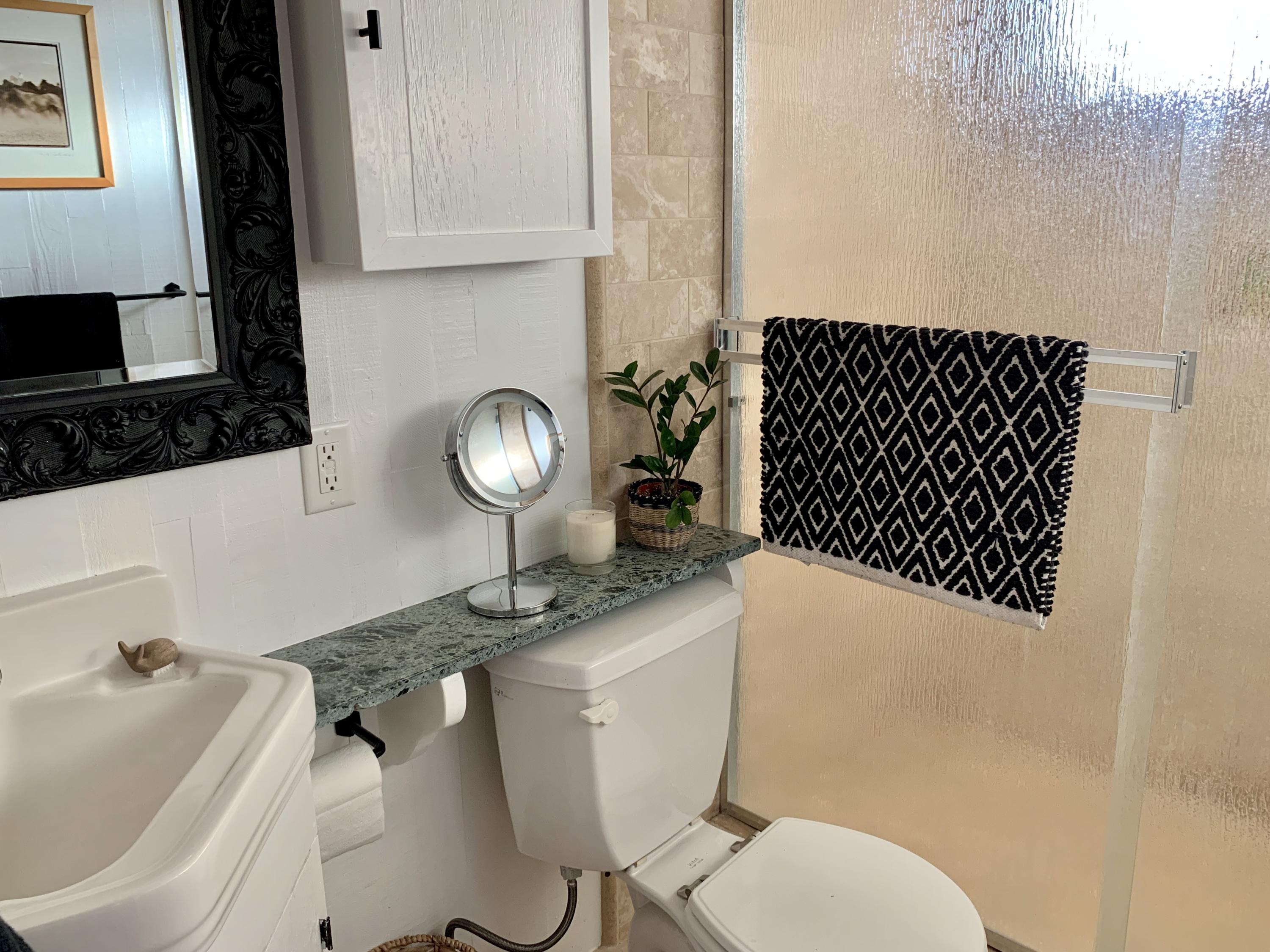 2261 Las Canoas Road Santa Barbara, CA 93105 - Photo 29 of 42 a bathroom with a sink toilet a mirror and vanity
