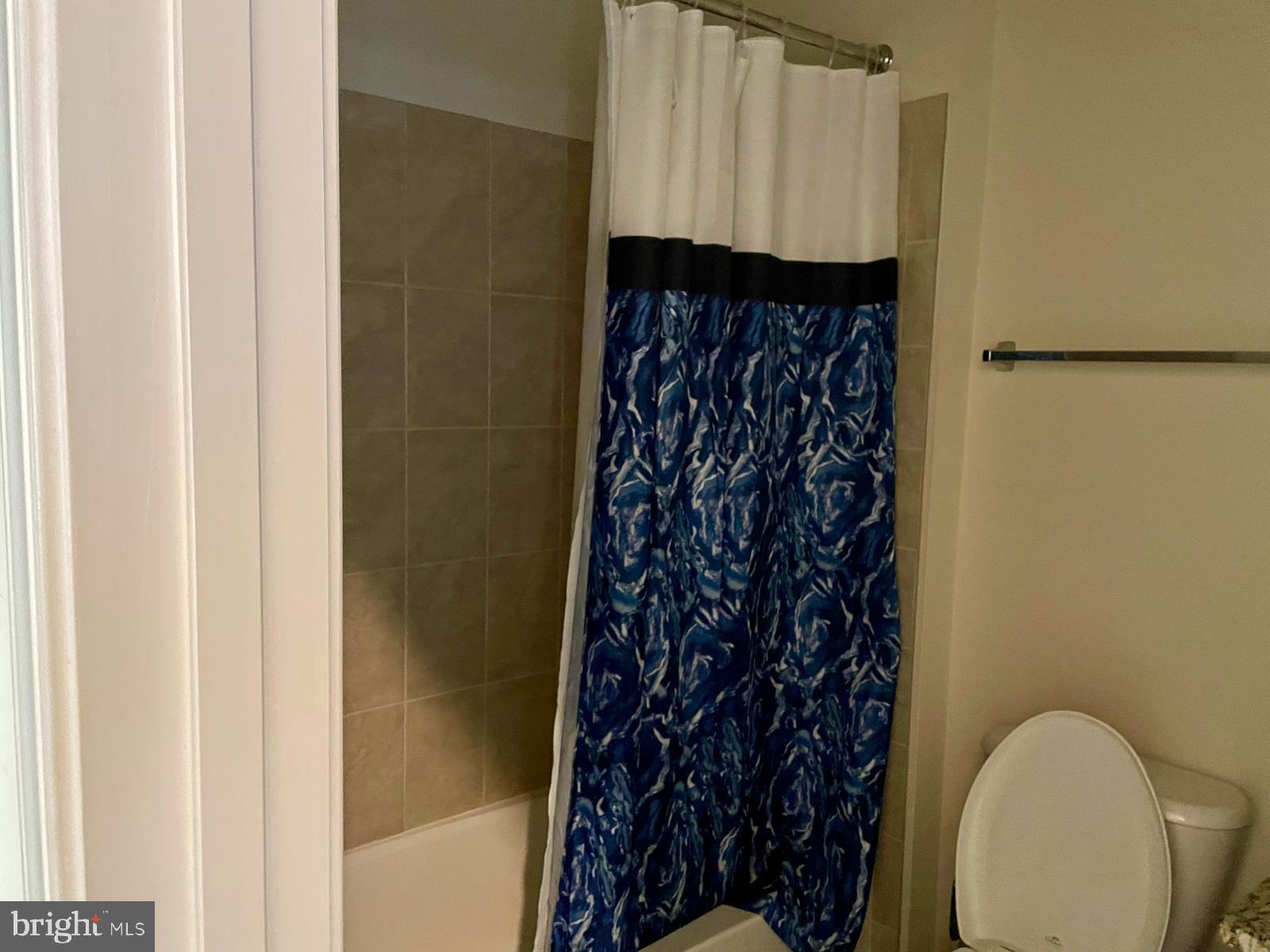 22225 Falling Terrace Ashburn, VA 20148 - Photo 19 of 30 a bathroom with a shower curtain and a toilet