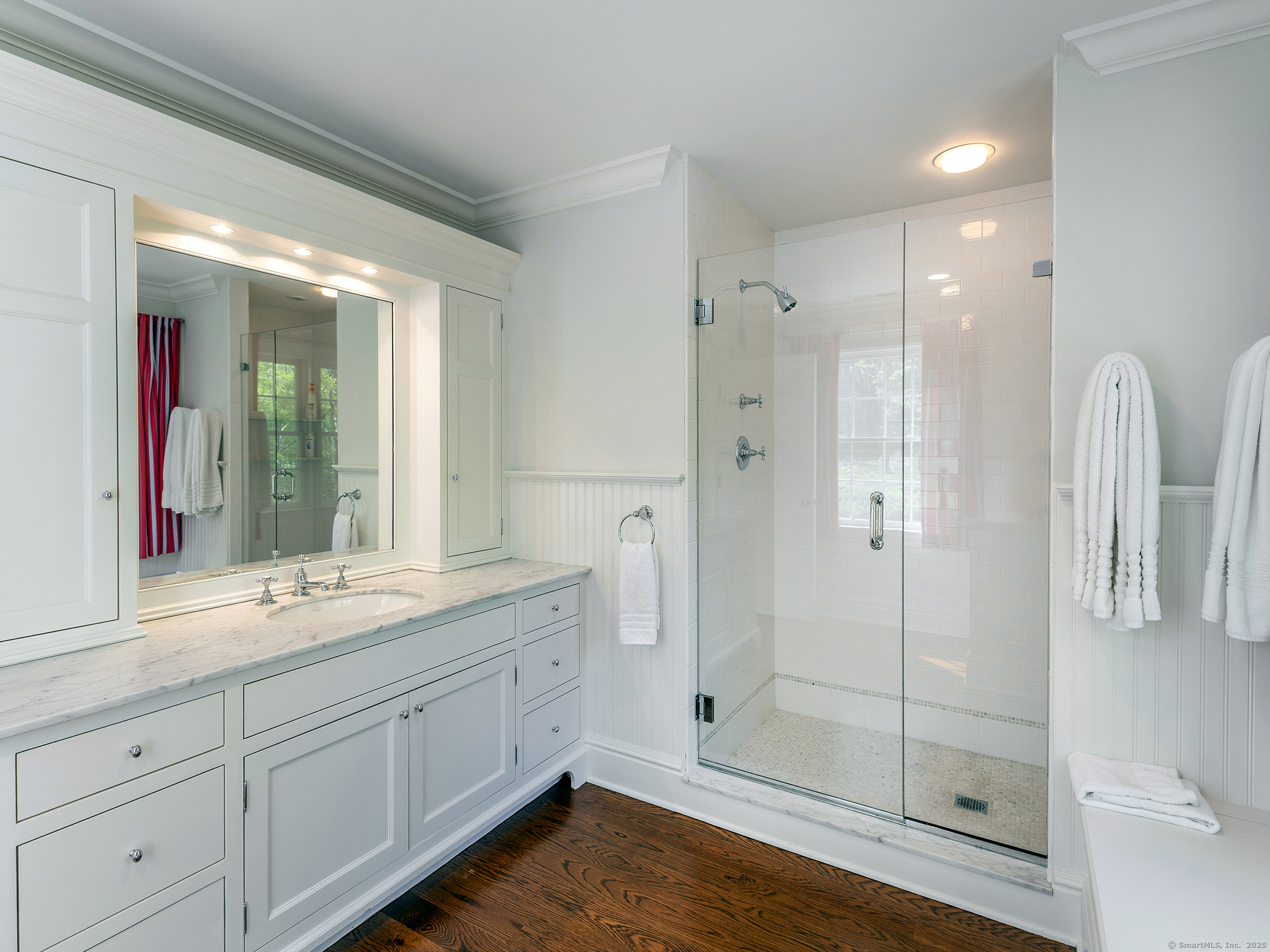 143 Tophet Road Roxbury, CT 06783 - Photo 24 of 40 a bathroom with a double vanity sink and shower