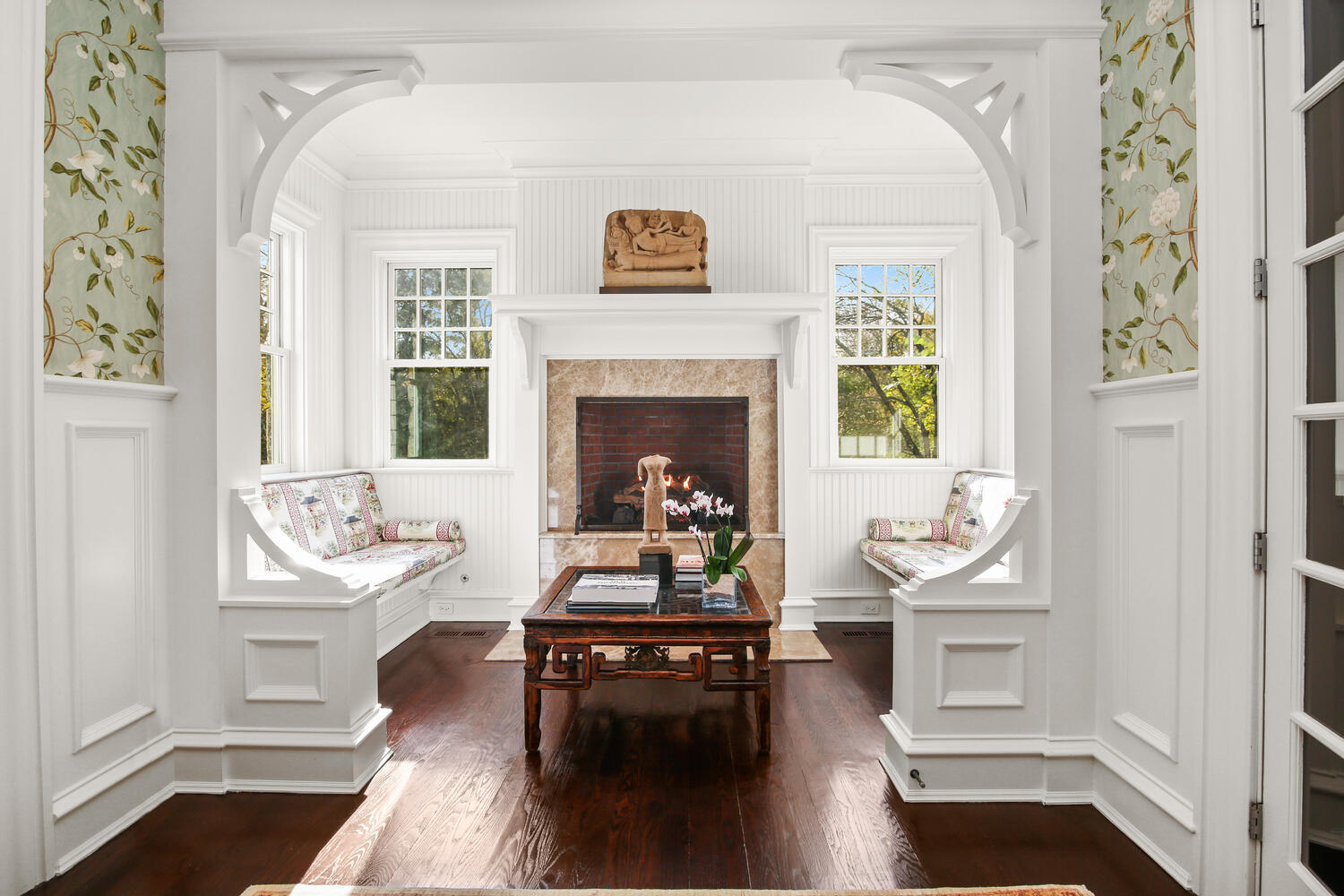 363 West Road New Canaan, CT 06840 - Photo 15 of 68 a living room with furniture and a fireplace