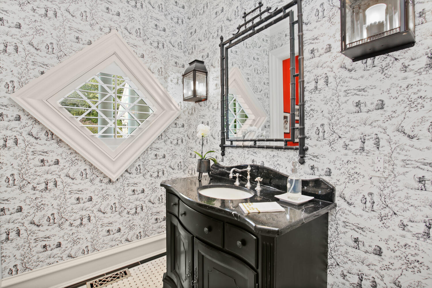 363 West Road New Canaan, CT 06840 - Photo 18 of 68 a bathroom with a sink and a mirror