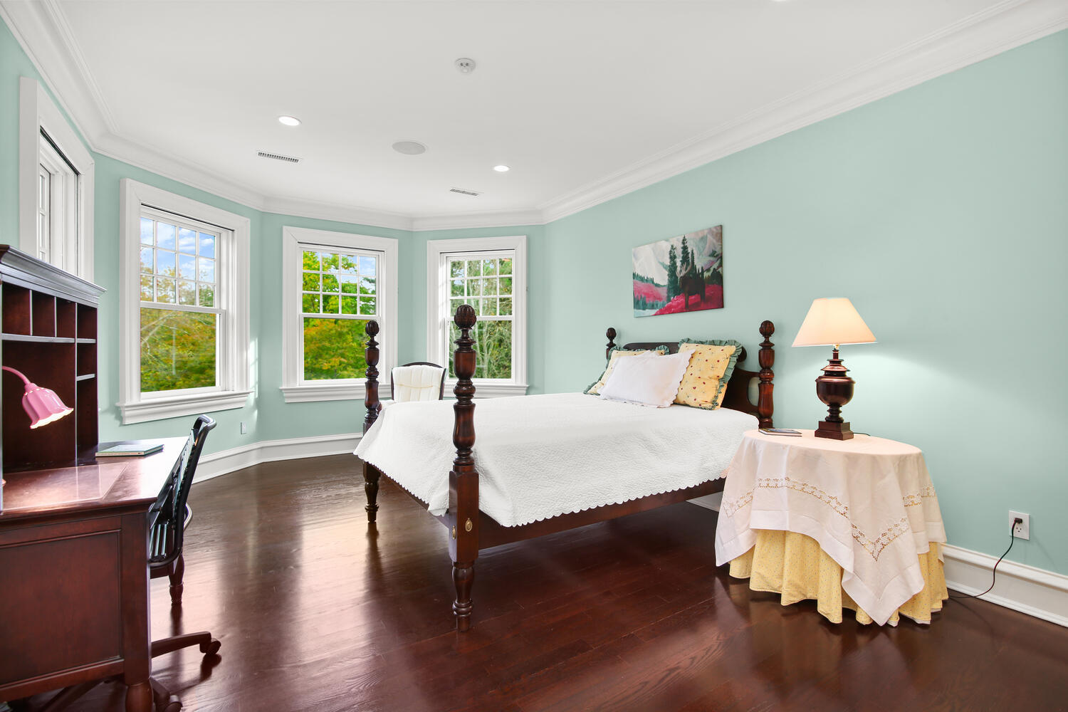 363 West Road New Canaan, CT 06840 - Photo 33 of 68 a bedroom with a bed and wooden floor