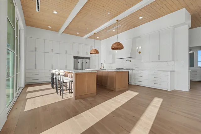 a large room with wooden floor