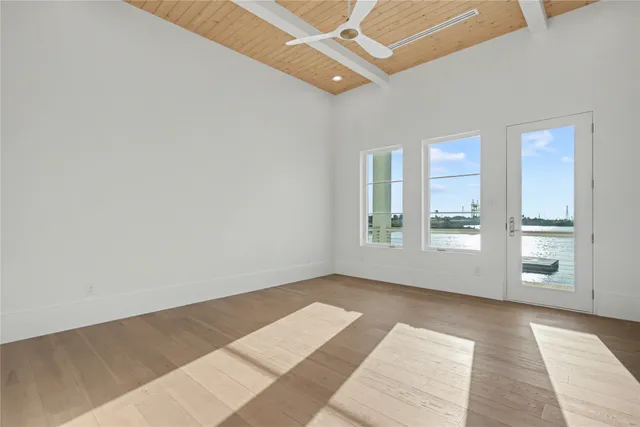 an empty room with windows