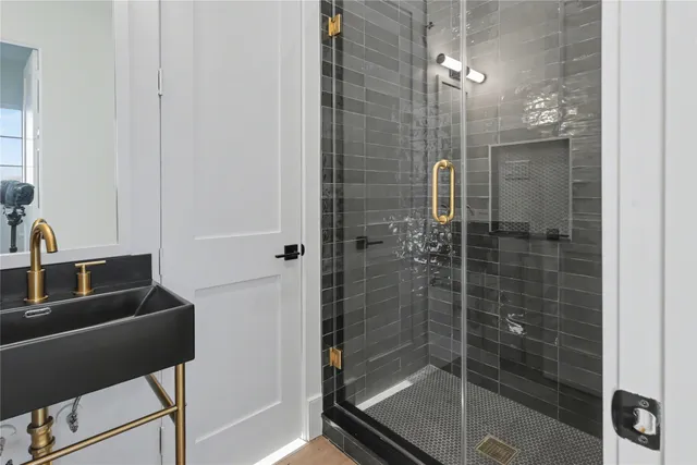 a bathroom with a shower