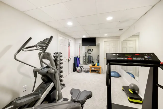 a view of a room with gym equipment