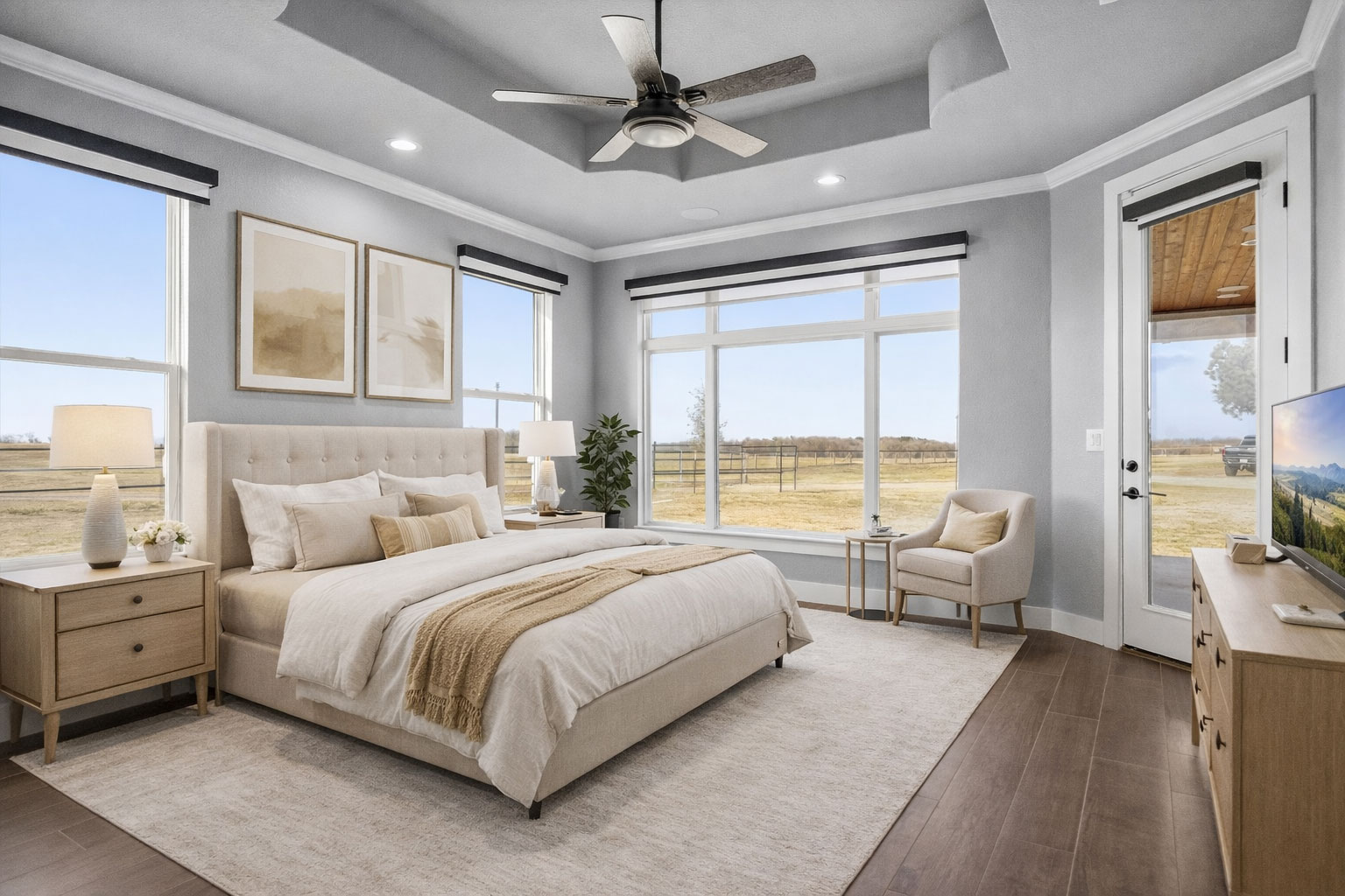 178 Balch Road Elgin, TX 78621 - Photo 12 of 40 a bedroom with a bed couch and large window