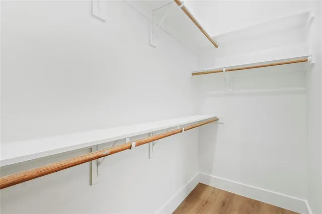 a view of small space with racks on the wall