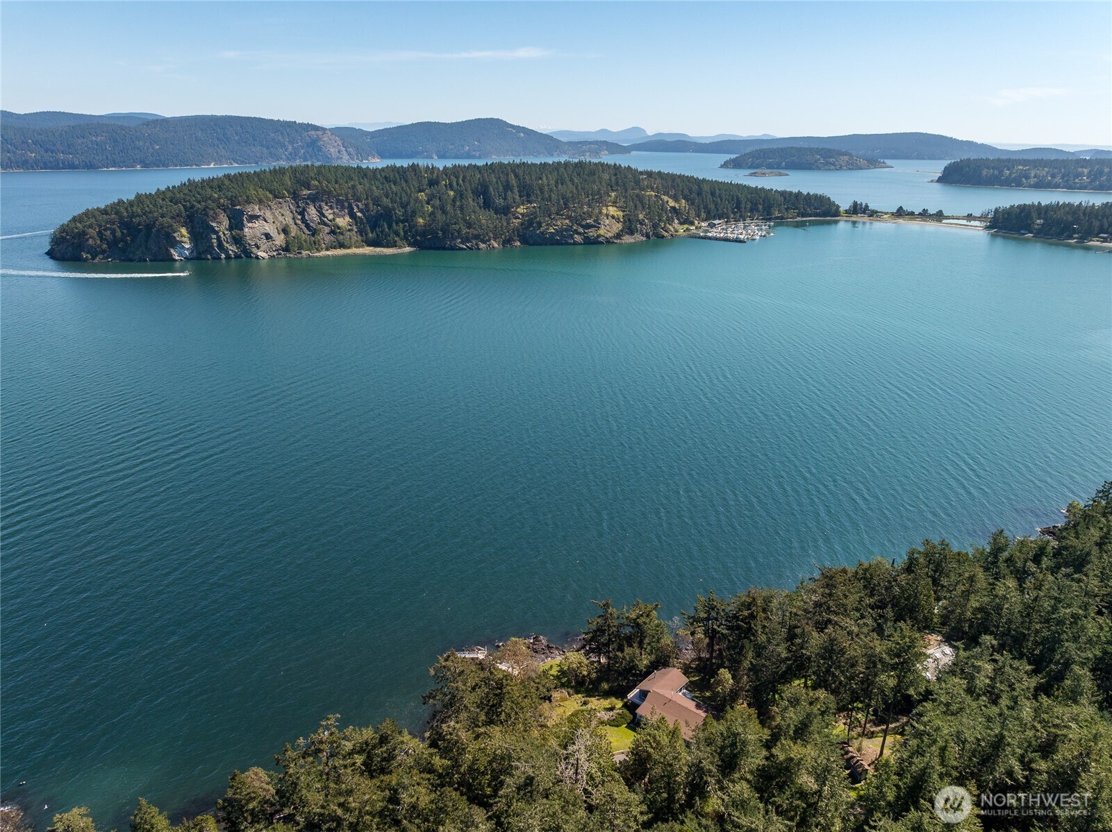 208 Tides End Road Lopez Island, WA 98261 - Photo 40 of 40 a view of a lake with a mountain