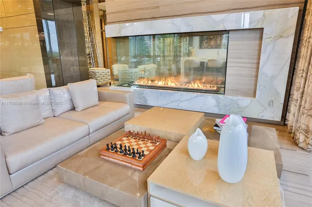 a couch sitting in front of a white building