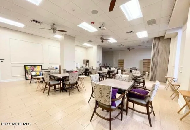 a view of a dining area with furniture