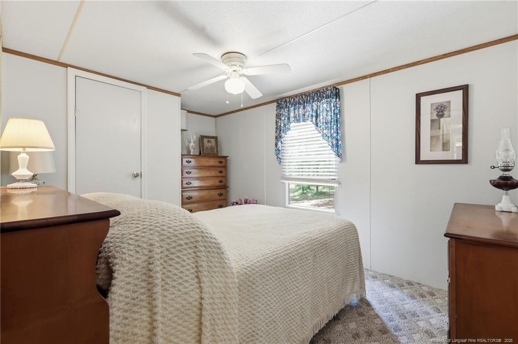 10400 Ruth Vinson Road Autryville, NC 28318 - Photo 46 of 49 a bedroom with a bed and a chandelier