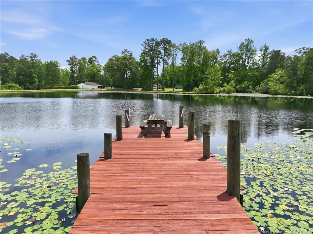10400 Ruth Vinson Road Autryville, NC 28318 - Photo 5 of 49 a lake view with a wooden bridge
