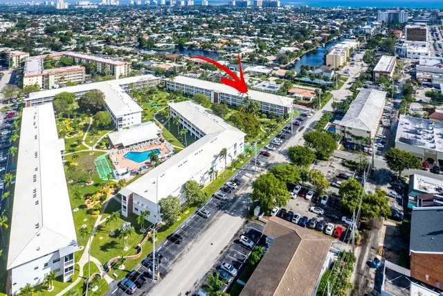 an aerial view of a city