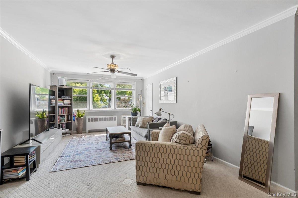 51 Avon Circle, Unit D Rye Brook, NY 10573 - Photo 8 of 30 Large living room w/ ceiling fan