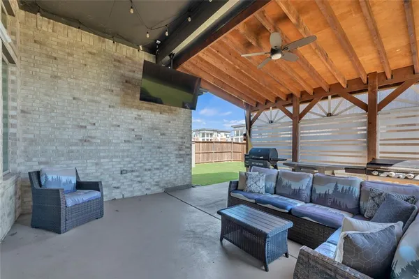 a outdoor living space with patio furniture